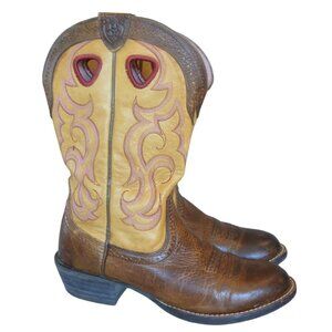 Ariat Raw Hide Leather Men’s Western Cowboy Boots Yellow Brown Size 7.5B Casual